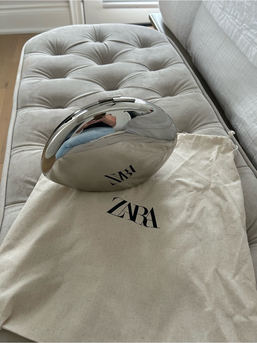 ZARA Silver Metallic Clutch Bag Minaudierre